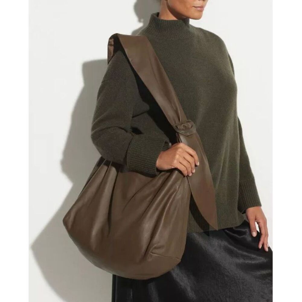 Vince Leather Croissant Handbag | Brown